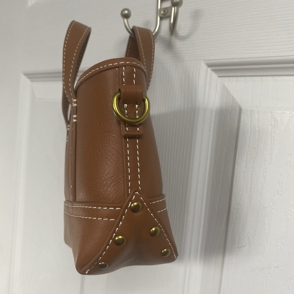 J.CREW Brown Mini Montauk Brown Leather Tote Concert Purse NWT DOESNT HAVE STRAP - Picture 9 of 12